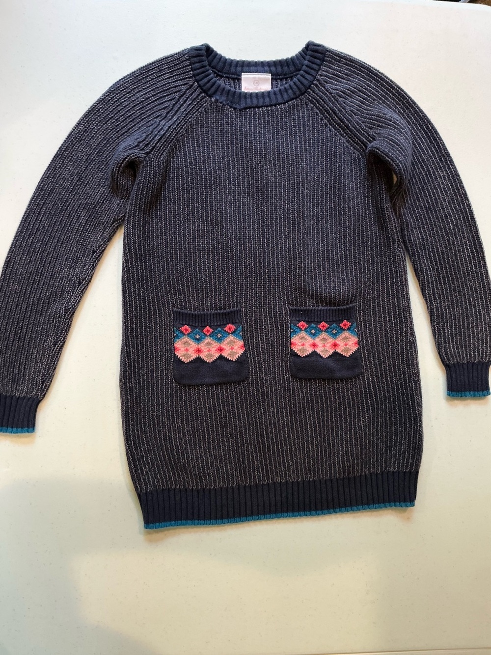 Hanna Andersson Blue & Pink Sweater dress Size 140 Girls 10